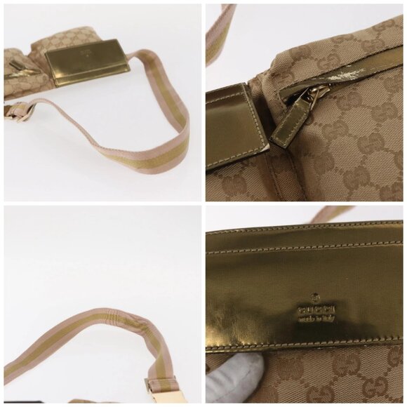 GUCCI GG Canvas Sherry Line Waist bag Beige Gold 28566 Auth 157154 - Picture 16 of 16